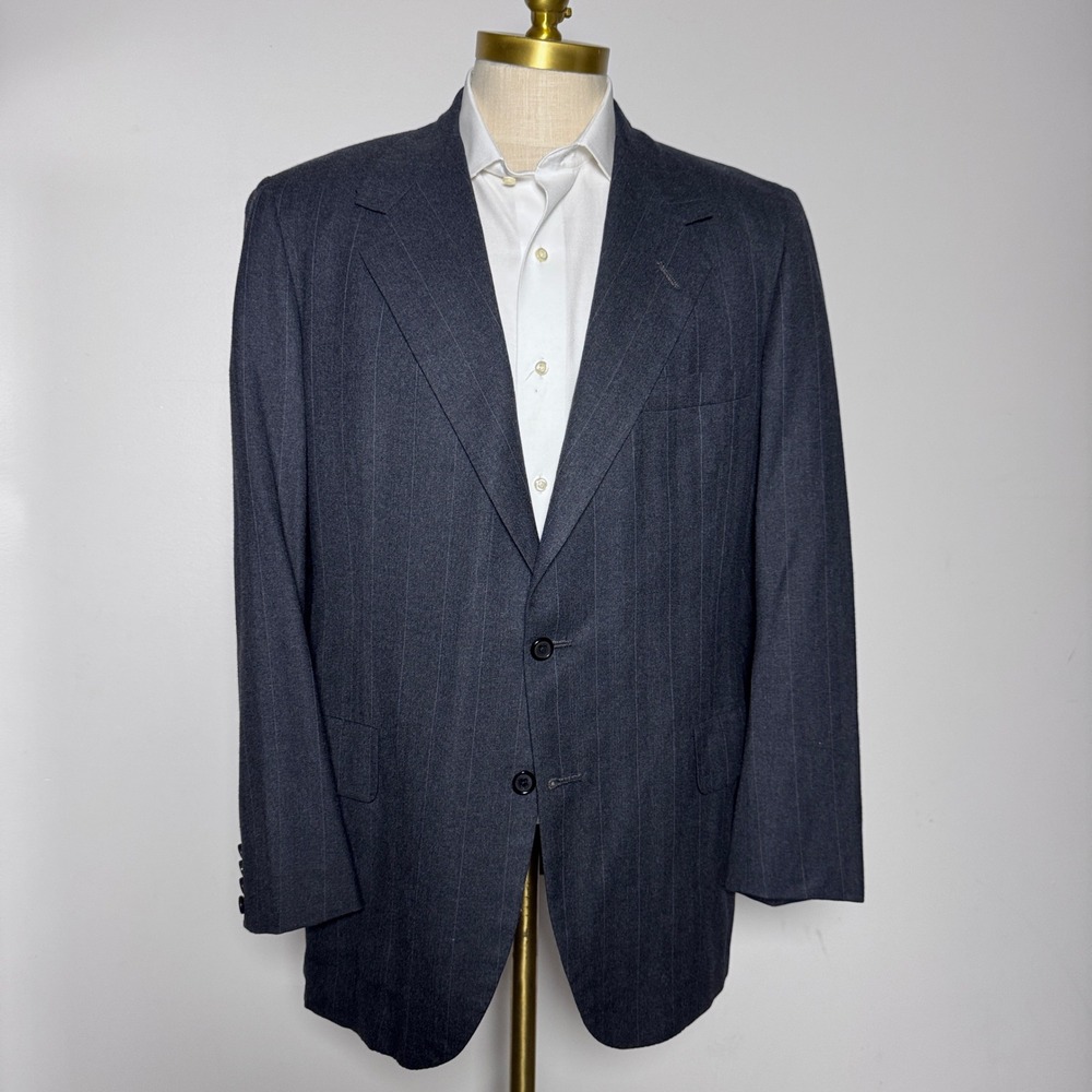 Oxxford Clothes Suit Blazer Mens 42 Grey Pinstripe Super 100s Wool Sport Coat